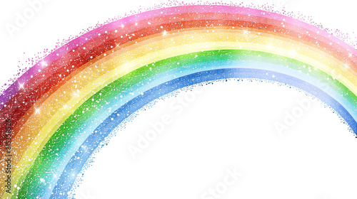 Closeup of a vivid rainbow with glitter for LGBT on a transparent background. Isolated decorating elements for Pride month background design.