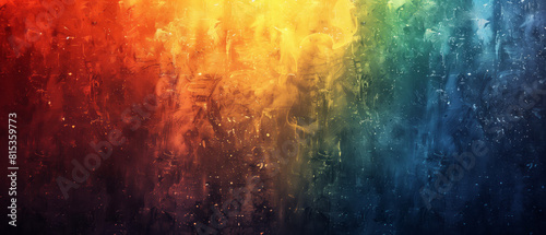 A modern pride wallpaper illustration featuring a radiant rainbow backdrop with creative graphic accents and textures