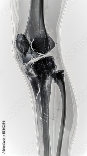 Detailed X-ray Examination of Knee Joint Structure with Annotations Highlighting Key Anatomical Elements