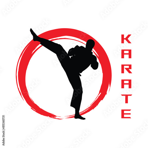 Karate Fighter Movement Technique Silhouette Vector