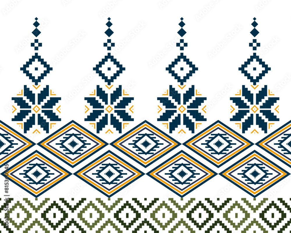 Fototapeta premium abstract Traditional geometric ethnic fabric pattern ornate elements with ethnic patterns design for textiles, rugs, clothing, sarong, scarf, batik, wrap, embroidery, print, curtain, carpet, wallpaper