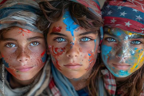 children with paint on their face,generative ai