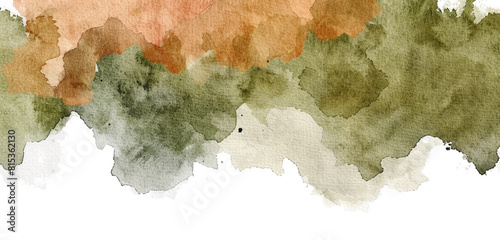 Vibrant design olive green and burnt sienna watercolor.