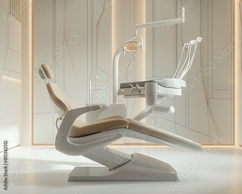 A sleek dental chair in a high-end dentist office photo