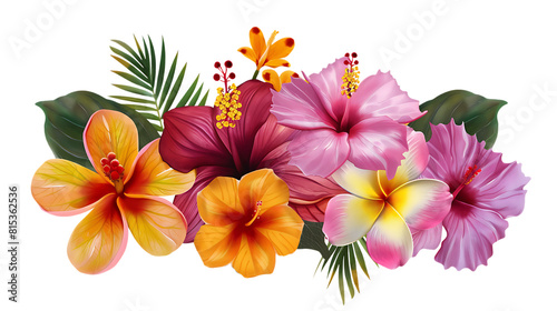 Tropical flowers isolated on transparent background