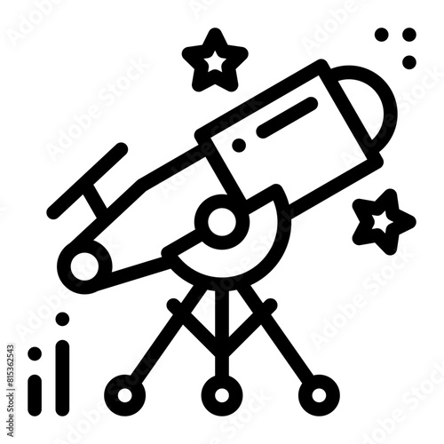 Telescope icon in outline style. These vector image can be used as user interface, illustrations, clip art, and for purposes related to astronomy and education