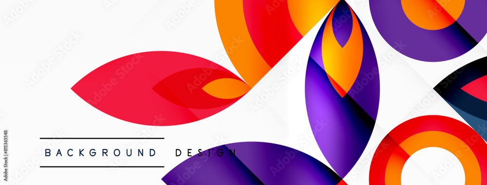 A creative arts piece featuring a pattern of circles and leaves in magenta, electric blue, and carmine on a white background. Closeup view showcasing intricate details A creative arts piece featuring a pattern of circles and leaves in magenta, electric blue, and carmine on a white background. Closeup view showcasing intricate details