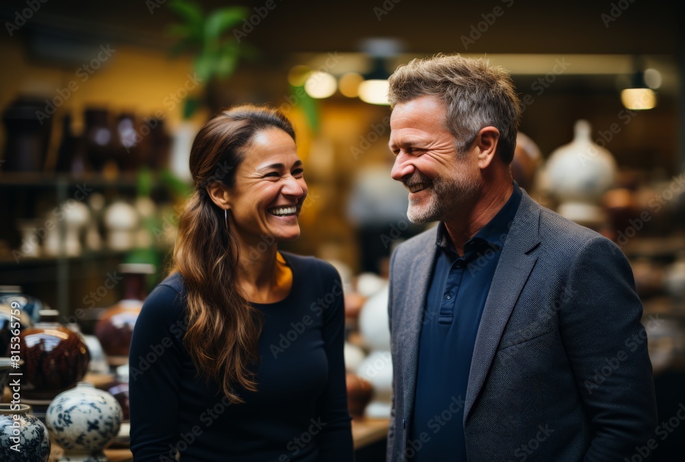 Joyful Couple Shopping for Pottery Together Joyful Couple Shopping for Pottery Together