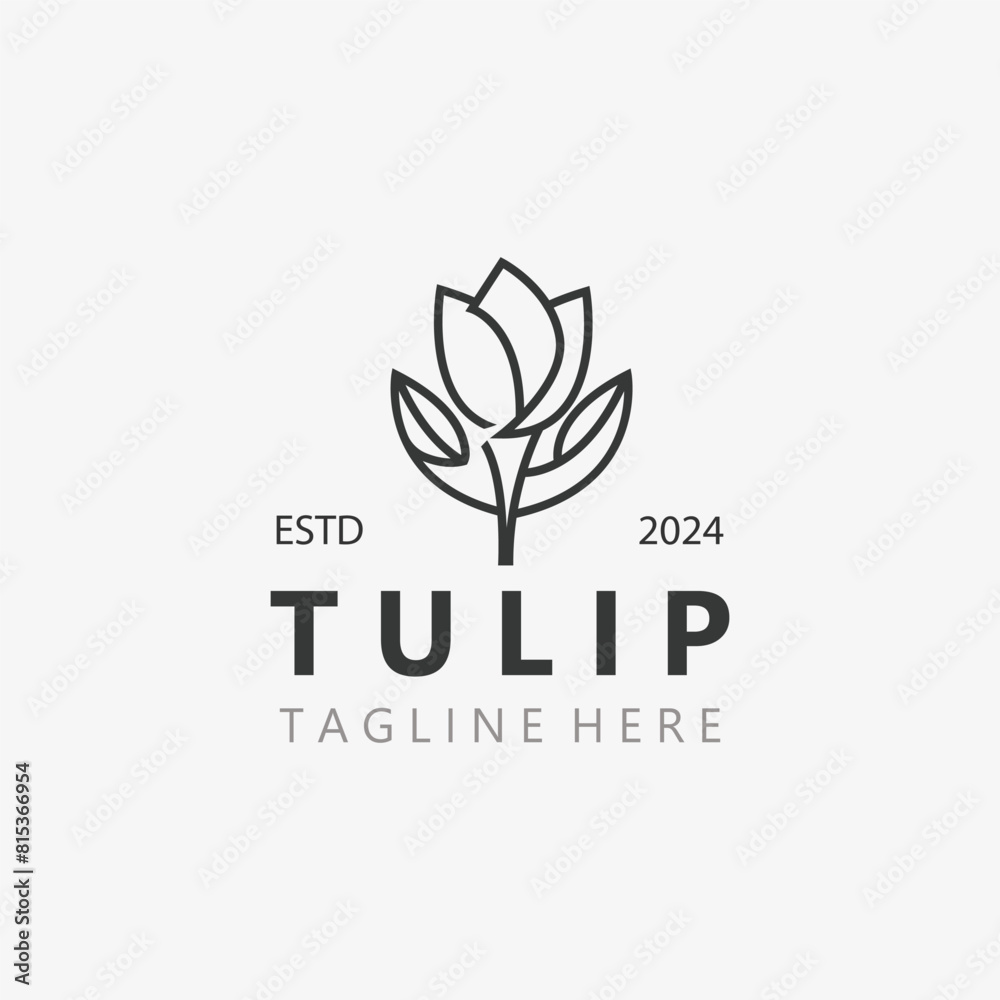 Tulip Flower bud logo with leaves design, suitable for fashion, beauty spa and boutique emblem business