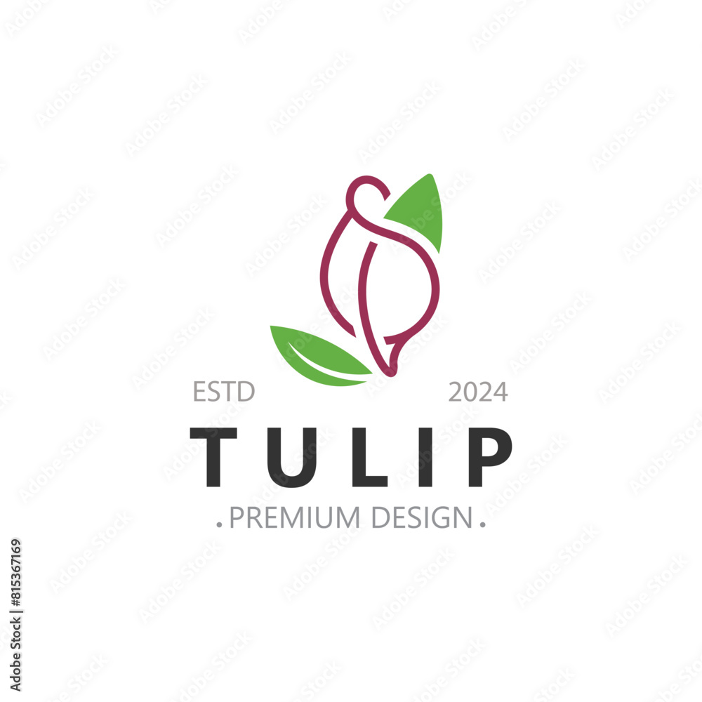 Tulip Flower bud logo with leaves design, suitable for fashion, beauty spa and boutique emblem business
