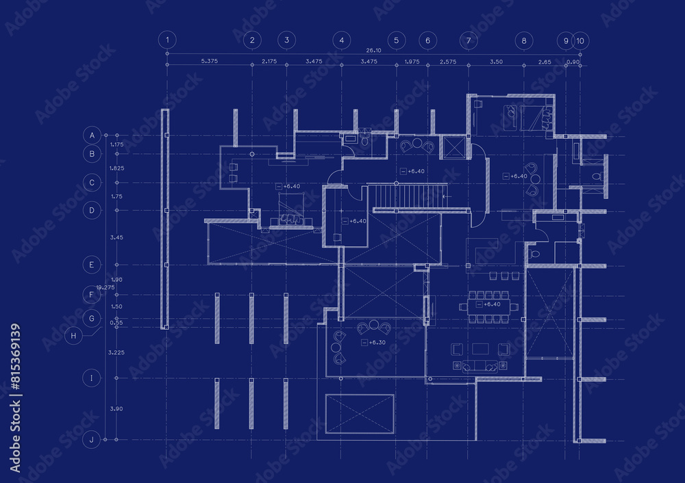 Floor plan designed building on the drawing.