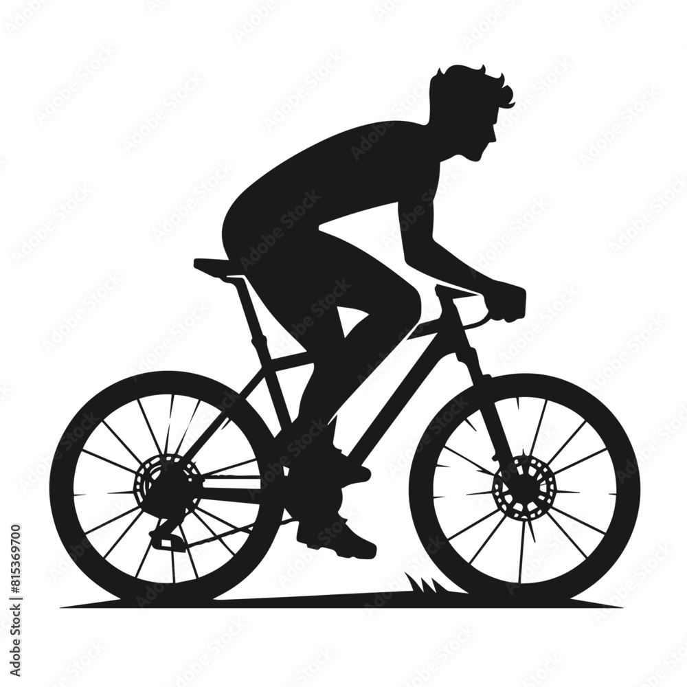 Naklejka premium Cycling vector silhouette isolated on white background