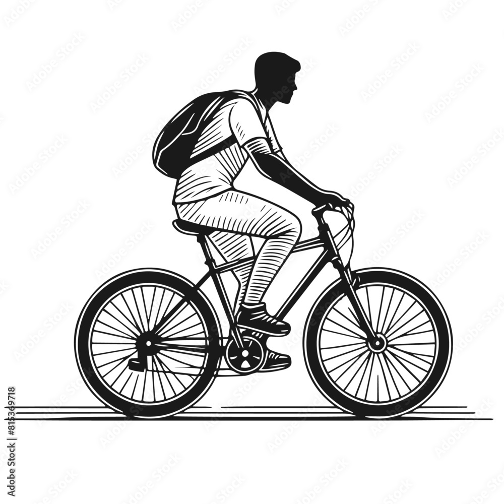 Fototapeta premium Cycling vector silhouette isolated on white background