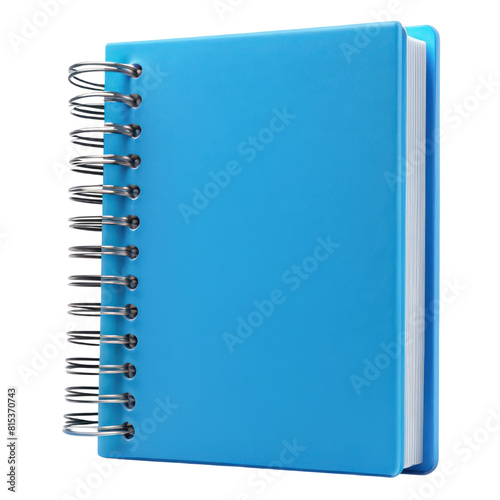 3D Spiral binder Blue Notebook on transparent background