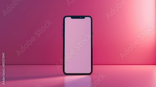 The latest Phone. The Mock up of the blank phone on the pink background photo