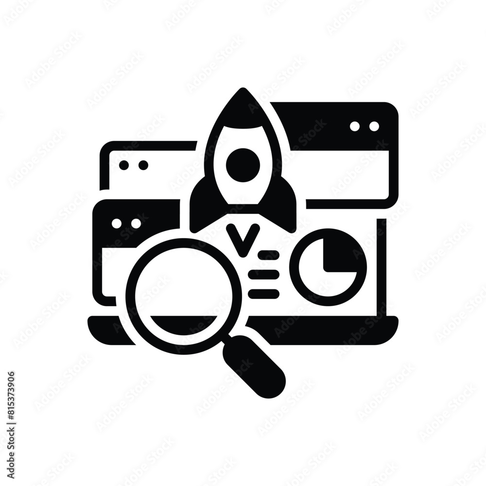 Black solid icon for seo digital