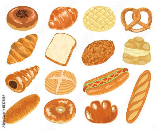 いろいろなパンのイラストセット ベクター素材