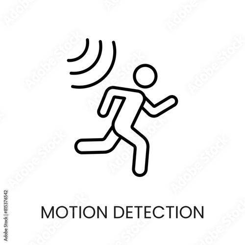 Motion detection line vector icon with editable stroke for placement on cctv camera system packaging