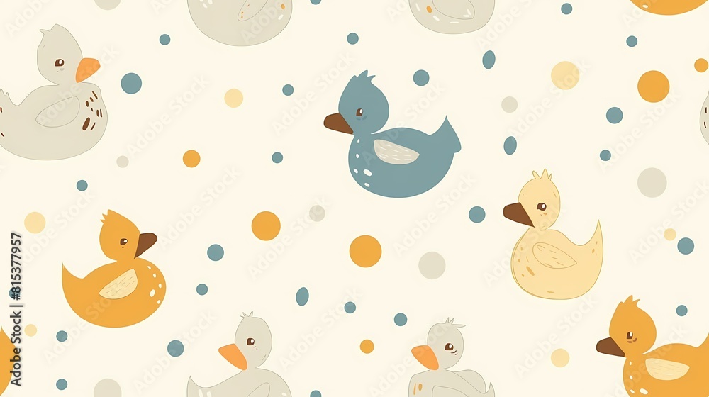 Colorful rubber ducks and polka dots pattern Colorful rubber ducks and polka dots pattern