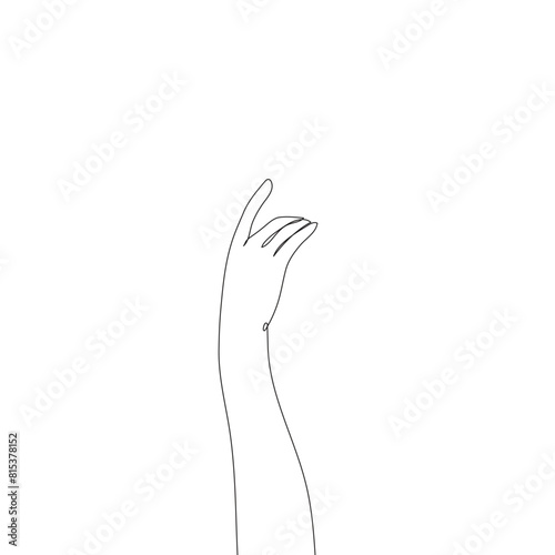 hands one line drawing on white isolated background