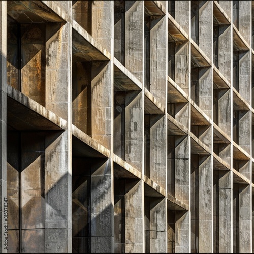 Close-up view of architectural details, such as geometric patterns, textures, and reflections