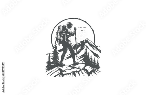 Adventure hiking logo icon design template vector illustration