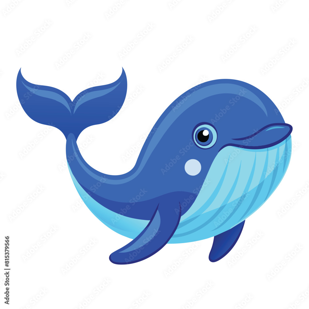 Naklejka premium Cute Blue Whale Swimming Cartoon Vector Icon Illustration Animal Nature Icon Isolated Flat Vector