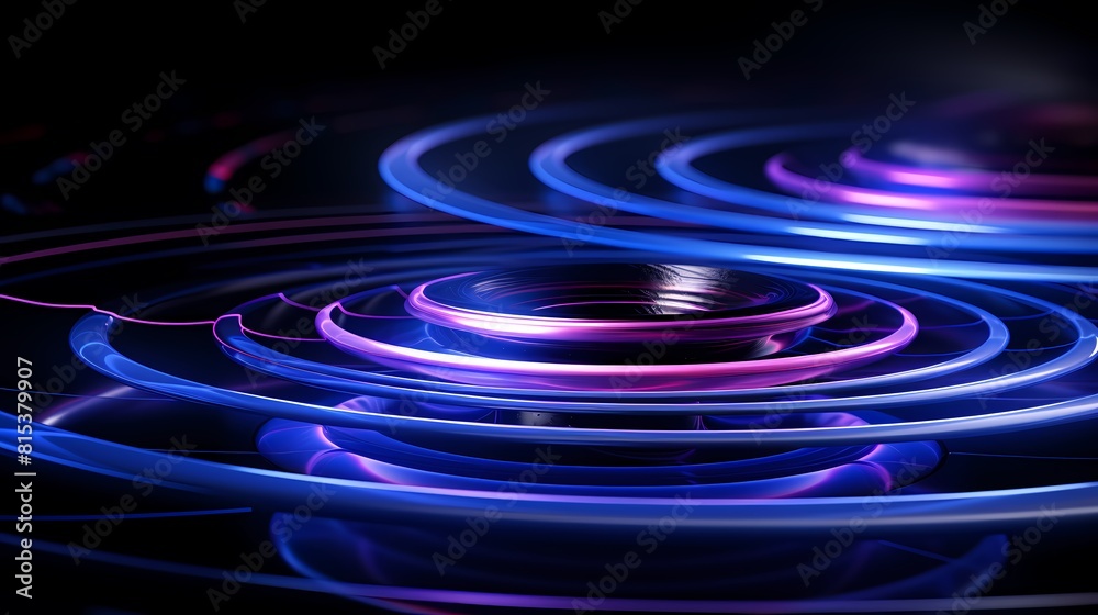 Fototapeta premium Digital technology blue and purple rotating disk poster PPT background