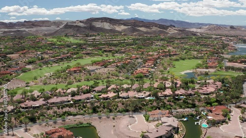 Aerial view of Lake Las Vegas Henderson Nevada residential suburban community 38