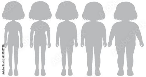 Silhouettes showing different body mass indexes