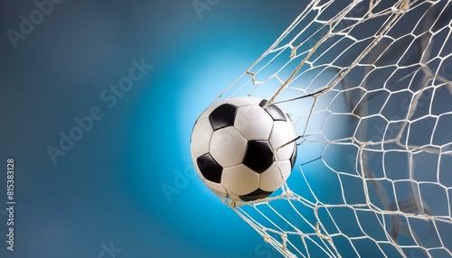 Into the Blue: Soccer Ball Nestled in the Net