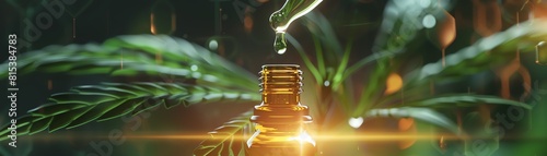 Medical cannabis oil in a dropper, front view, health therapy, scifi tone, vivid AI Generated