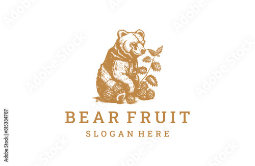 Bear fruit logo icon design template vector illustration