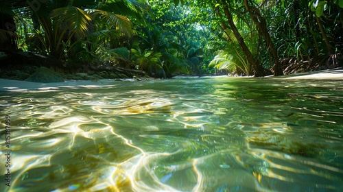 Paradise Found  Tropical Beach with Clear Water and Lush Nature