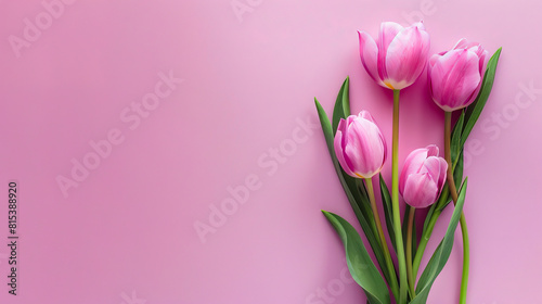 Pink tulips on a pink background. #815388920