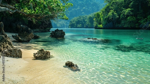 Vibrant Nature and Clear Waters in a Tropical Beach Paradise