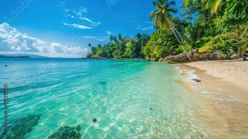 Tropical Beach Paradise Featuring Clear Waters and Vibrant Scenery