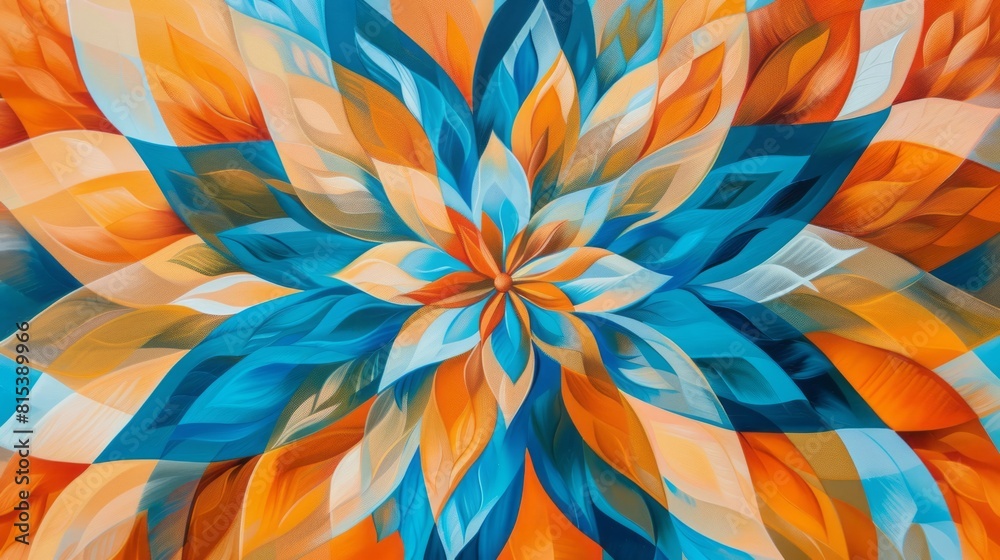 An abstract design of a mandala in soft focus showcases floral patterns. An abstract design of a mandala in soft focus showcases floral patterns.