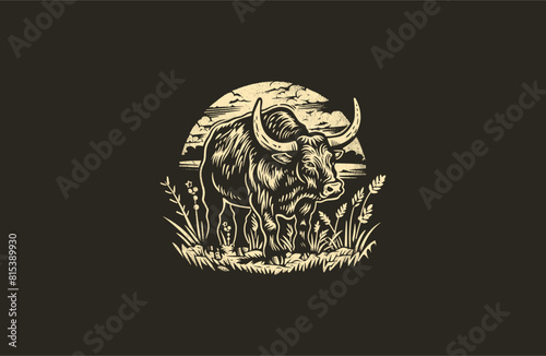 Cow farm nature logo template vector illustration design