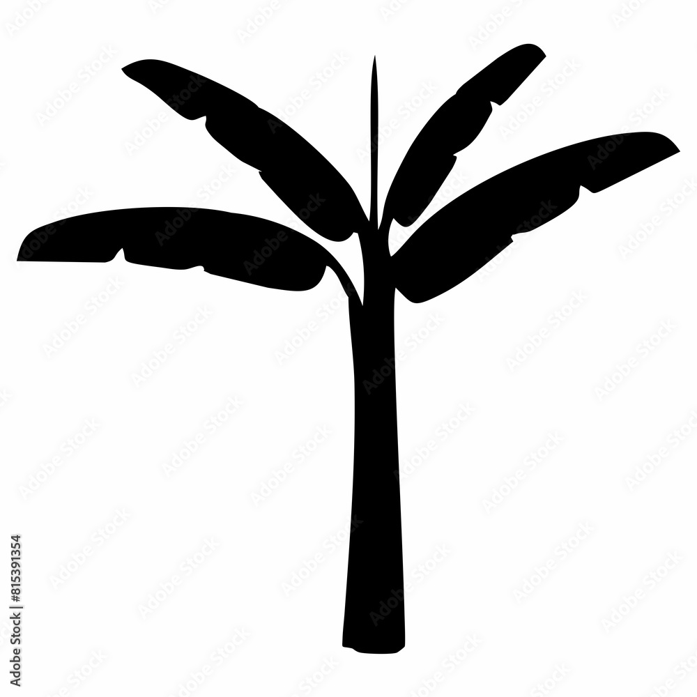 black silhouette or illustration of a banana tree black silhouette or illustration of a banana tree