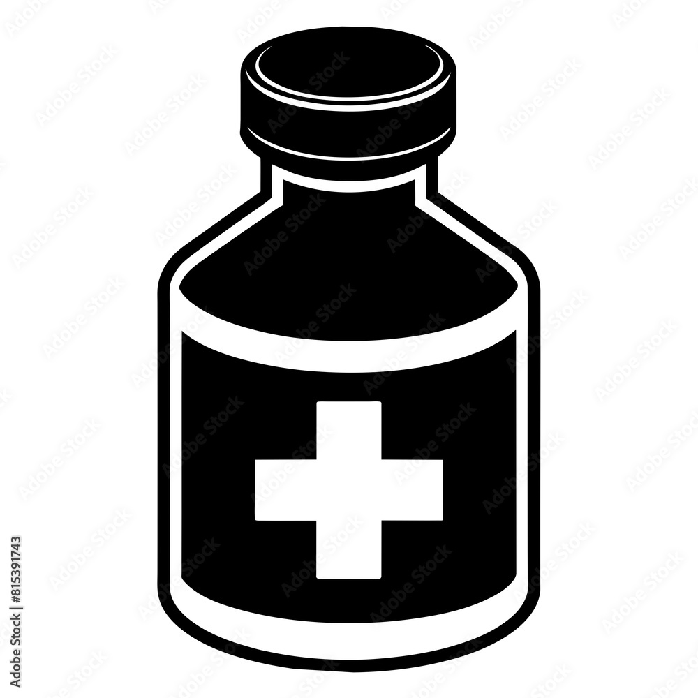 medicine bottle and pills icon silhouette illustration medicine bottle and pills icon silhouette illustration