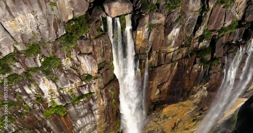 Angel Falls In The Guiana Highlands In Bolivar state, Southeastern Venezuela. Aerial Drone Shot photo
