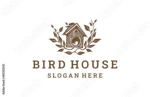 Bird House logo template vector illustration design photo