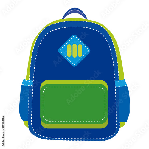 Backpack for Back to School Icon. Vector Illustration.Bright Colors, Girl or Boy Book Bag.