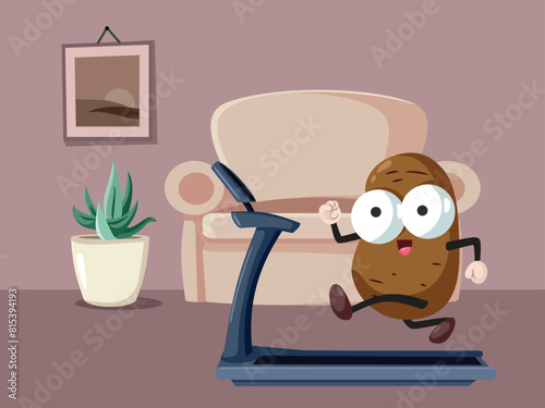 Couch Potato Working out in Active Lifestyle Concept Illustration. Cheerful sedentary character getting up to a sportive lifestyle 
