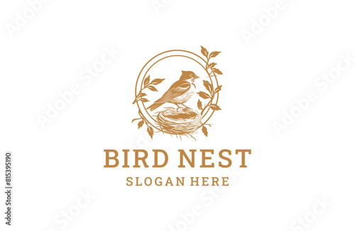 Bird nest logo template vector illustration design