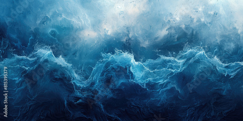 Ethereal ocean waves in the style of fantasy  dark blue and white. Created witn Ai