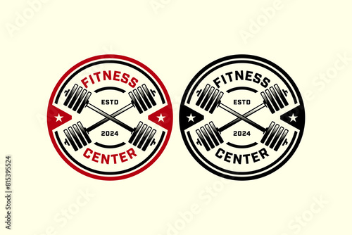 cross barbell logo design for bodybuilding, powerlifting, weightlifting, fitness and gym club