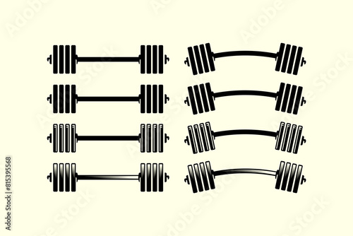 set of barbells logo design for bodybuilding, powerlifting, weightlifting, fitness and gym club