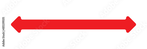 Horizontal dual thin long straight double ended arrow red. Contour isolated vector image on white background in eps 10.
